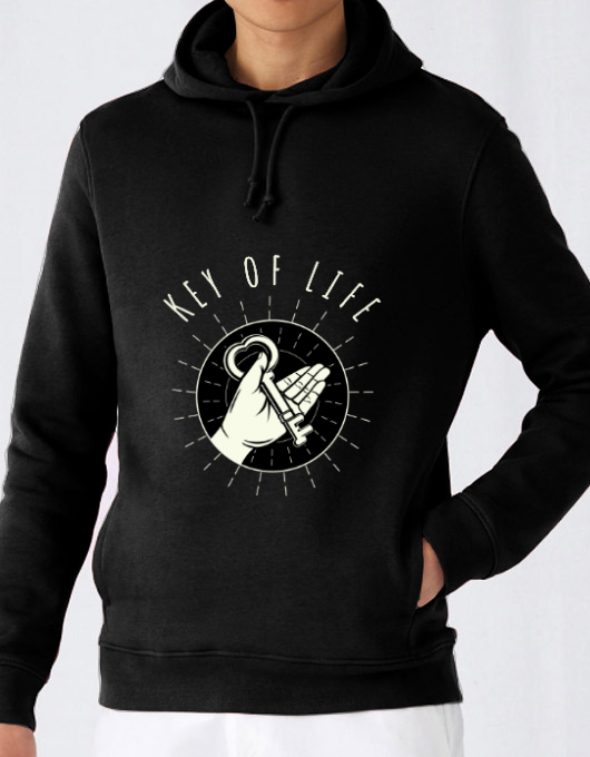 Hoodie barbat cu gluga key of life negru