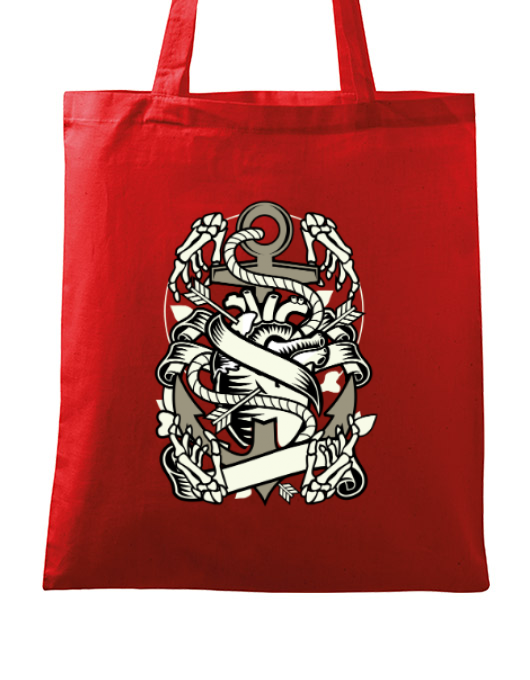 Sacosa din panza heart and anchor rosu