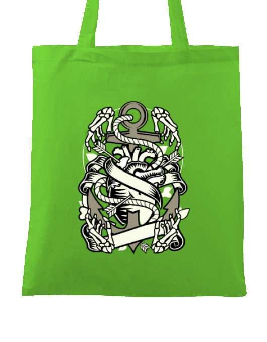 Sacosa din panza heart and anchor verde mar
