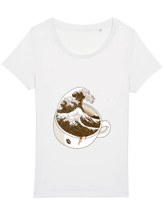 Tricou stanley stella dama the great wave off coffee alb