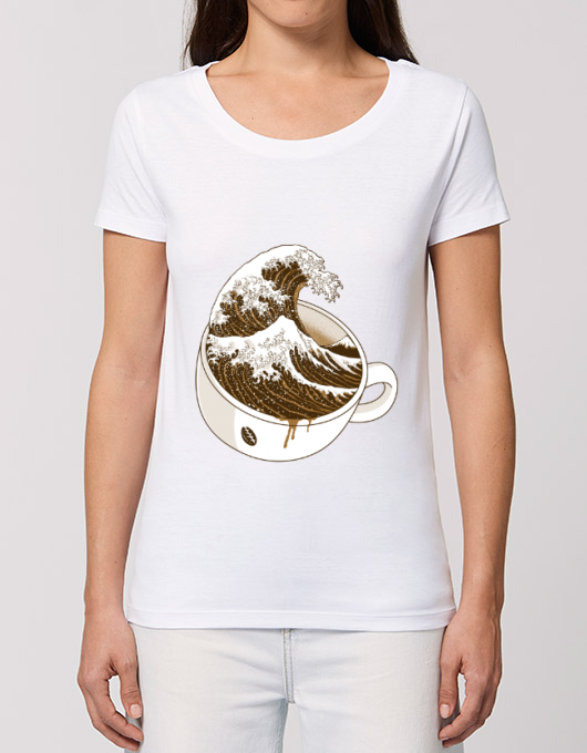 Tricou stanley stella dama the great wave off coffee alb