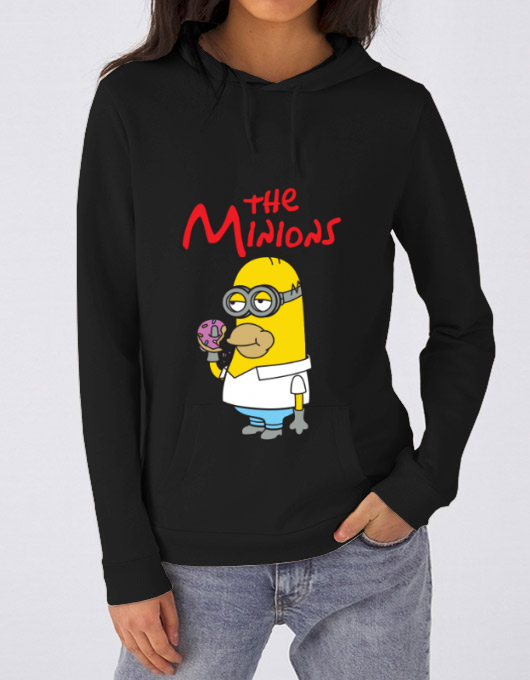 Hoodie dama cu gluga the minions negru