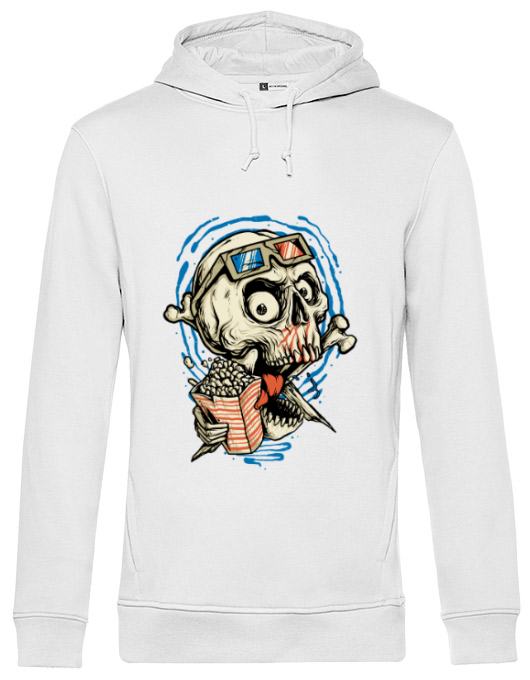 Hoodie barbat cu gluga skull movie alb