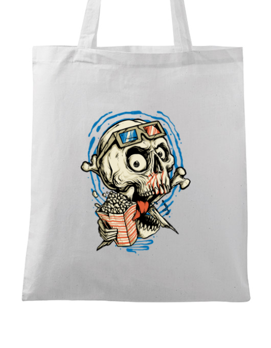 Sacosa din panza skull movie alb