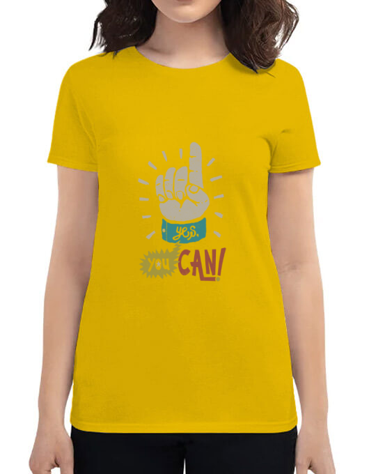 Tricou adler dama yes you can galben