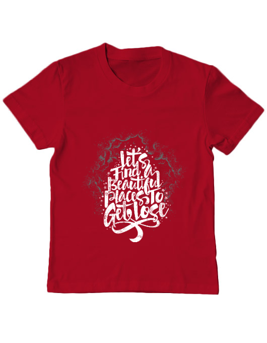 Tricou adler copil let's find beautiful place to get lost rosu