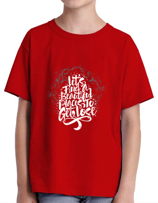 Tricou adler copil let's find beautiful place to get lost rosu