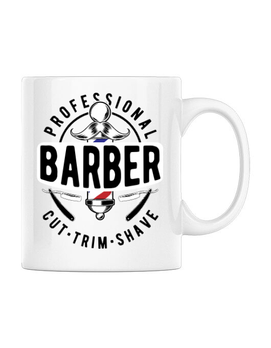 Cana personalizata professional barber alb