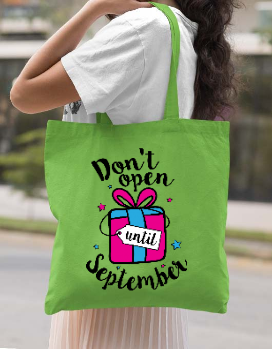 Sacosa din panza dont open until september verde mar
