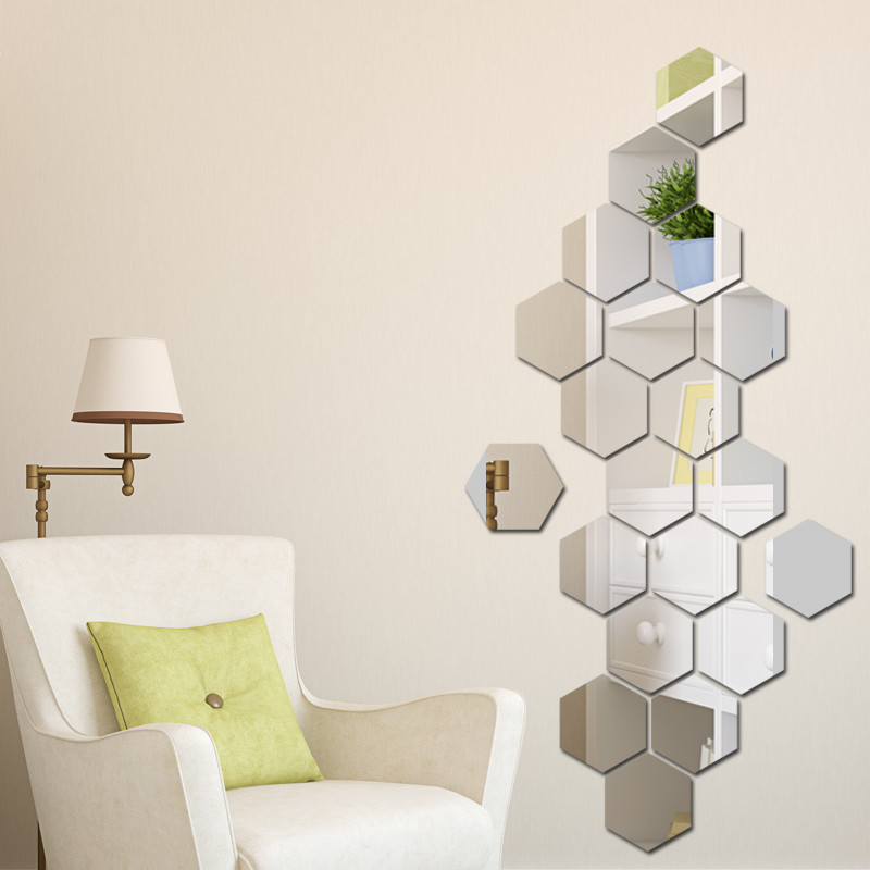 Oglinda design hexagon silver - oglinzi decorative acrilice cristal - diamant -...