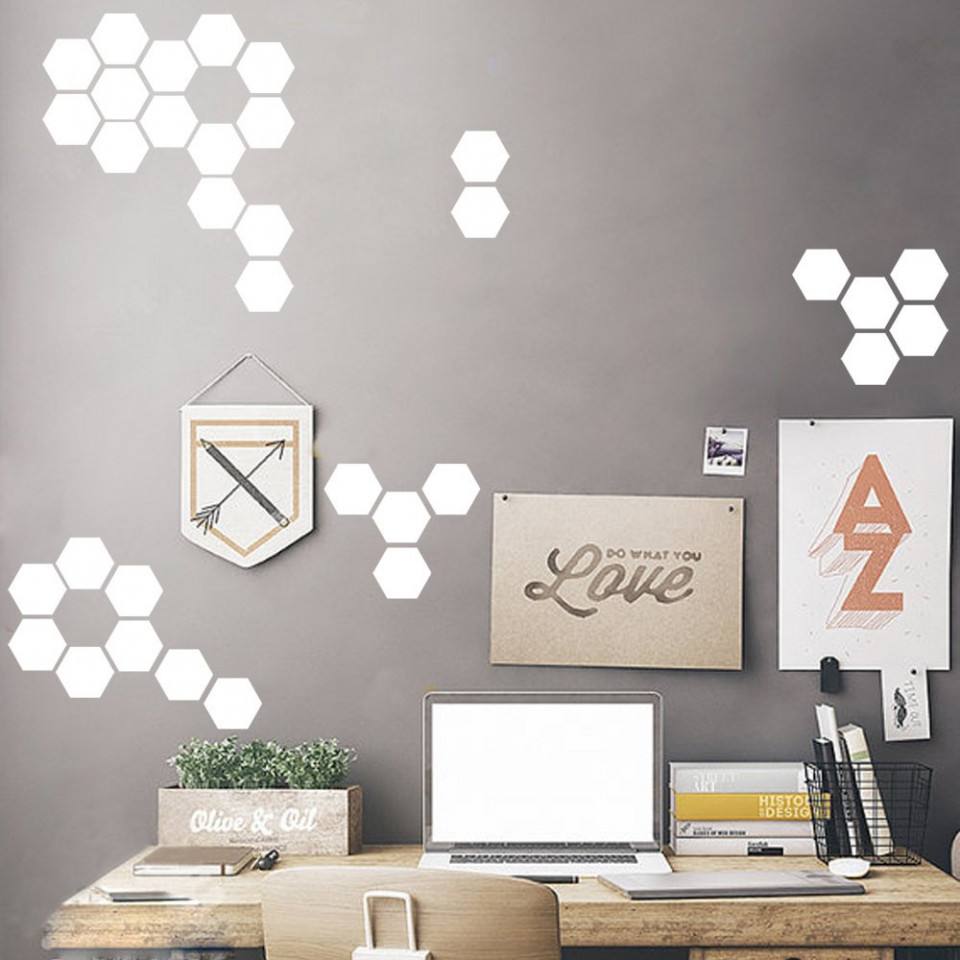 Oglinda design hexagon silver - oglinzi decorative acrilice cristal - diamant -...