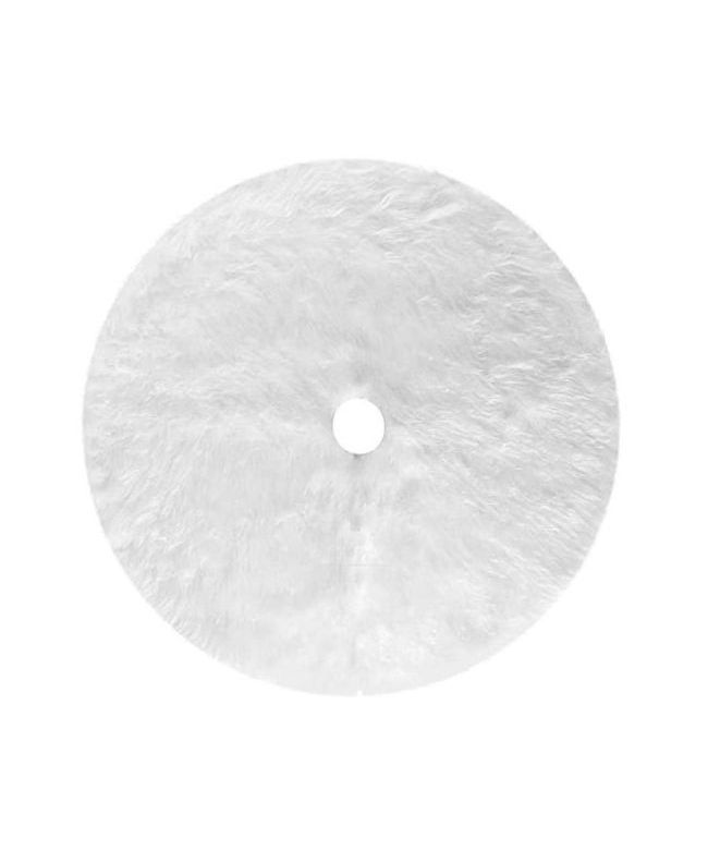Covor rotund imitatie blana, pentru bradul de Craciun, diametru 122 cm,blanita culoare alb