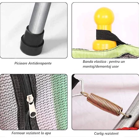 Trambulina copii pentru interior si exterior, 122x140cm, plasa de protectie, multicolora