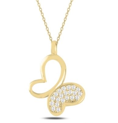 Set Argint 925 fluture pandant cu lant si cercei ,placati cu Aur 18 k