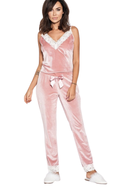 Pijama dama,din catifea roz, junibelle