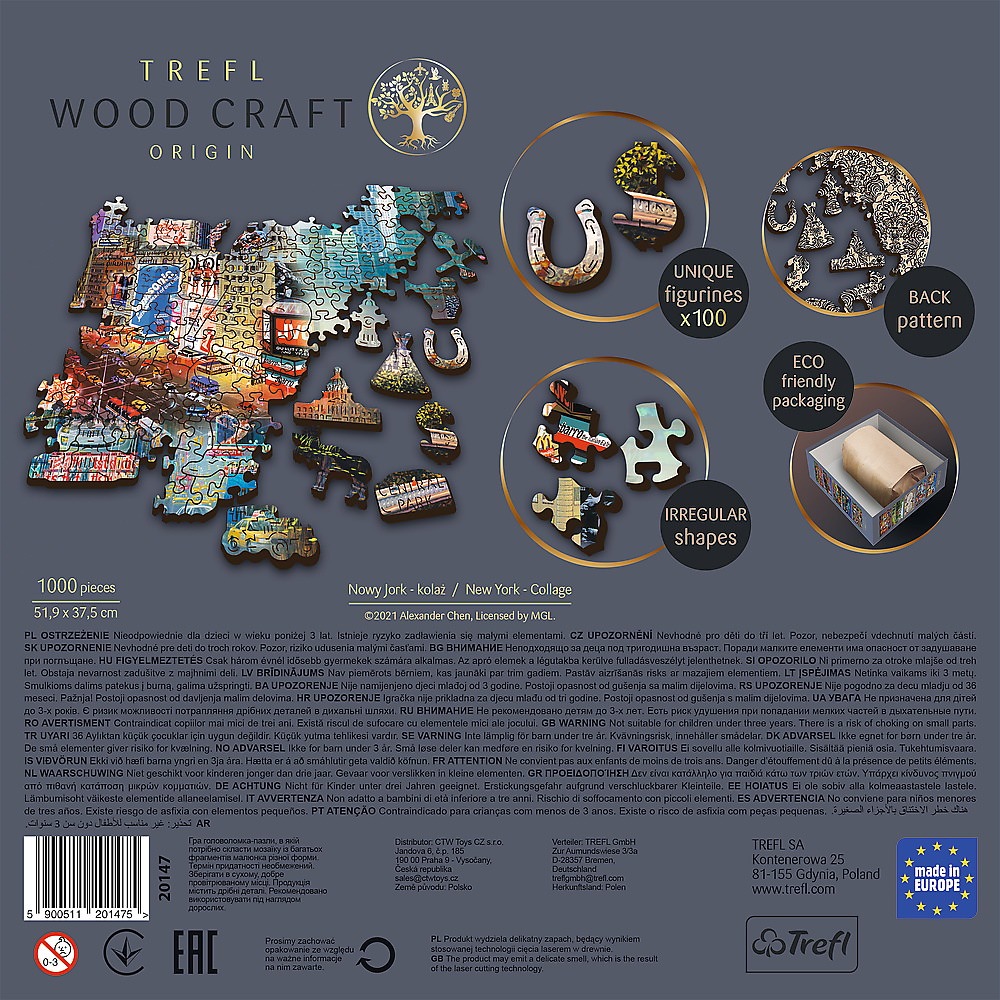 Puzzle din lemn 1000 piese trefl - new york