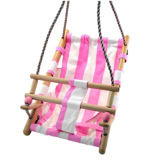 Leagan pentru copii, textil/lemn, roz, max 70 kg, 36x24x45 cm