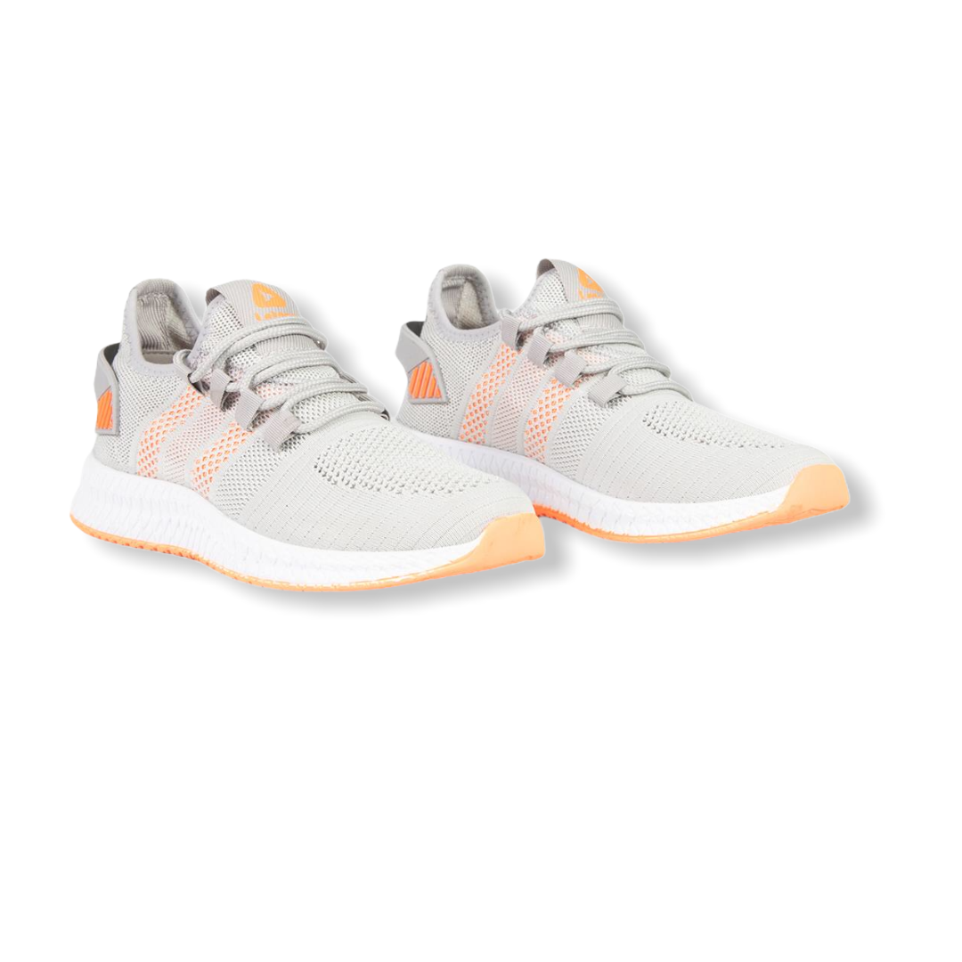 Sneakers Letoon gri-orange din material textil flexibil 2103