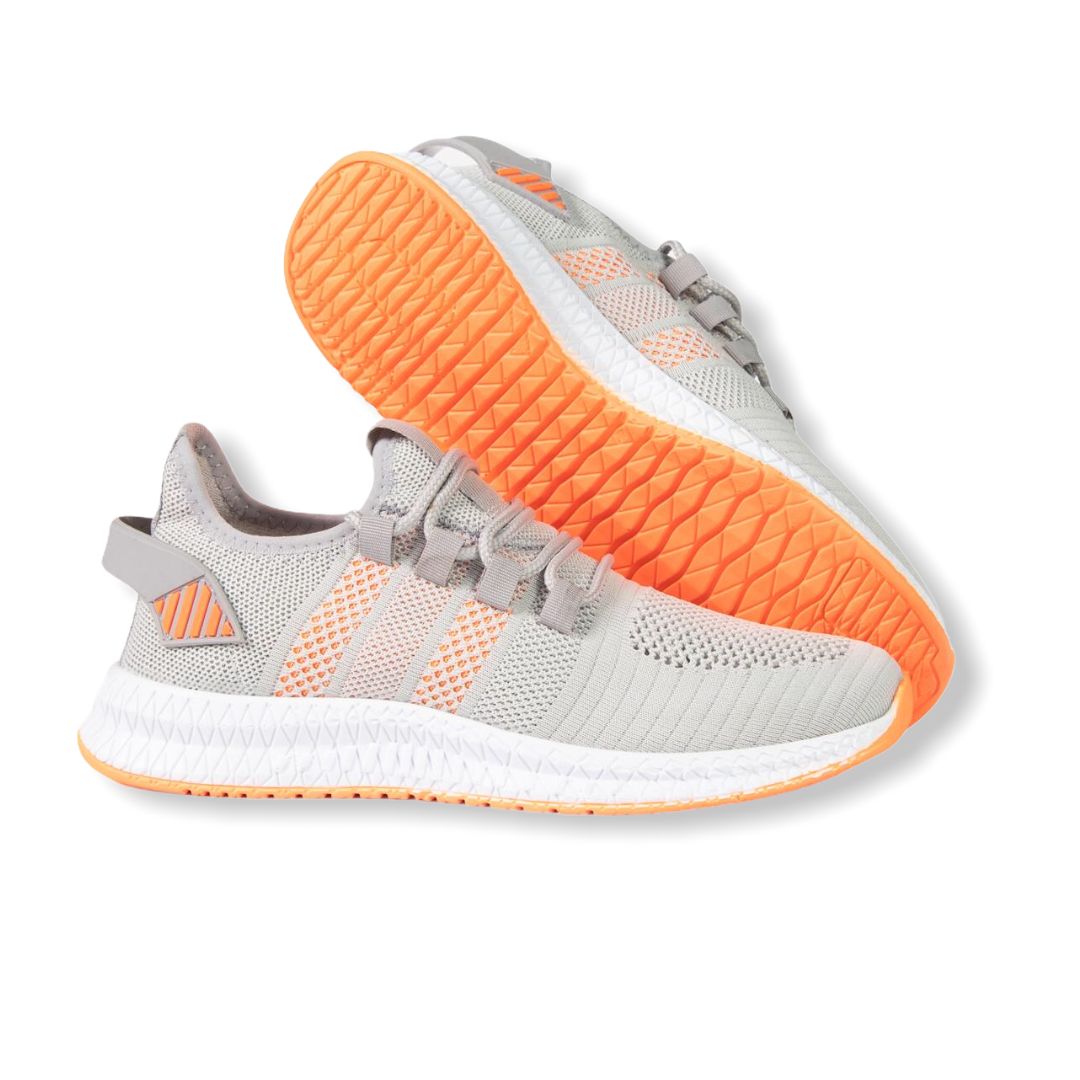 Sneakers Letoon gri-orange din material textil flexibil 2103