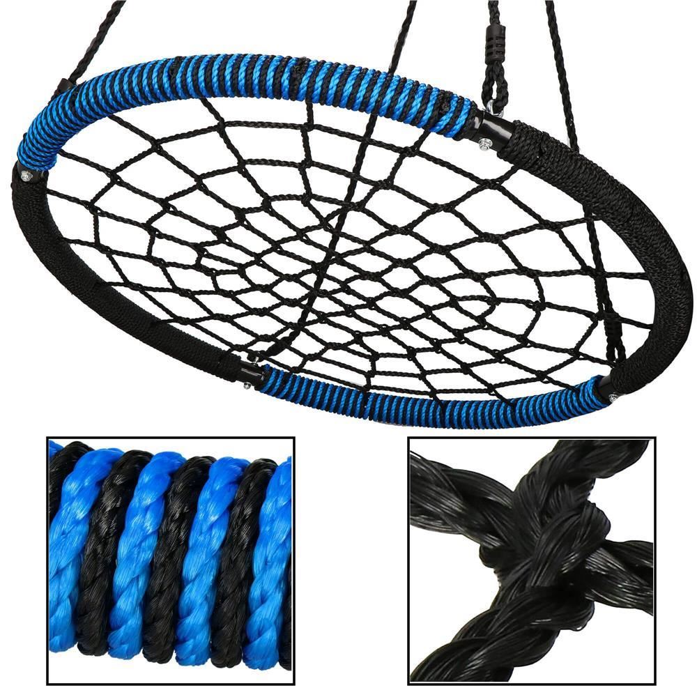 Leagan suspendat, cuib de barza, tip panza paianjen, negru si albastru, max 150 kg, 100 cm, springos