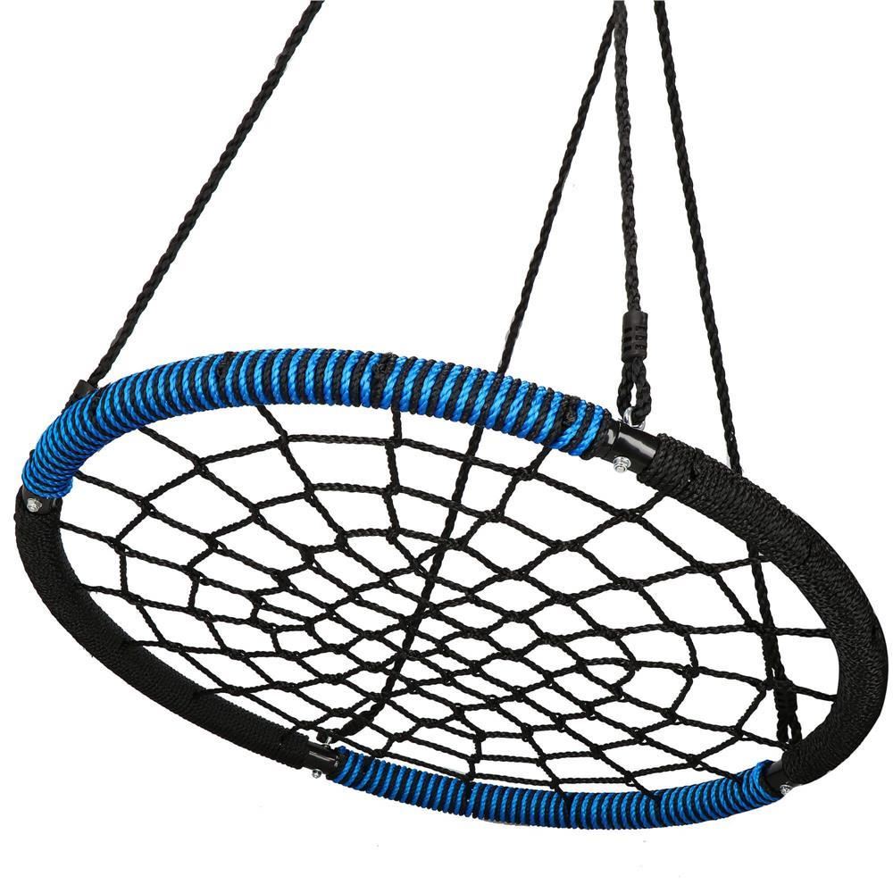 Leagan suspendat, cuib de barza, tip panza paianjen, negru si albastru, max 150 kg, 100 cm, springos