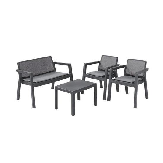 Set mobilier gradina/terasa, grafit, 1 masa, 1 banca, 2 scaune, emily