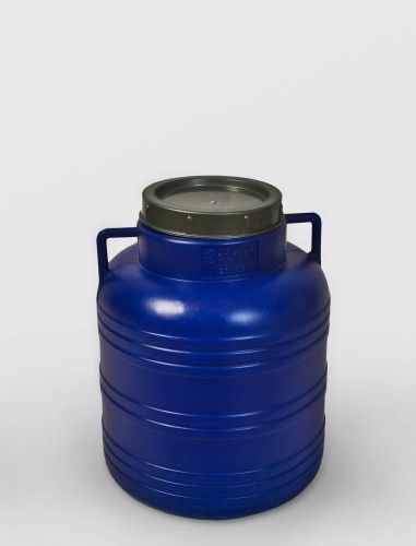 Bidon 10 litri, cu capac prin infiletare si manere, sterk, plastic albastru sau alb