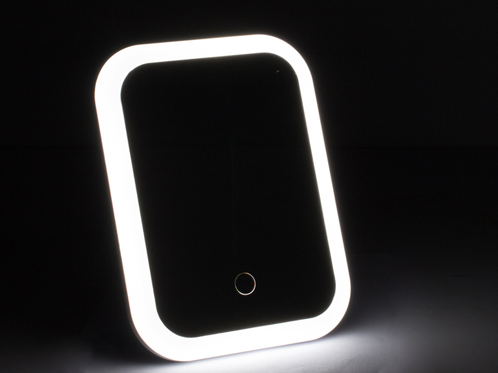 Mini oglinda cosmetica cu iluminare led, 15 x 20 cm, alb