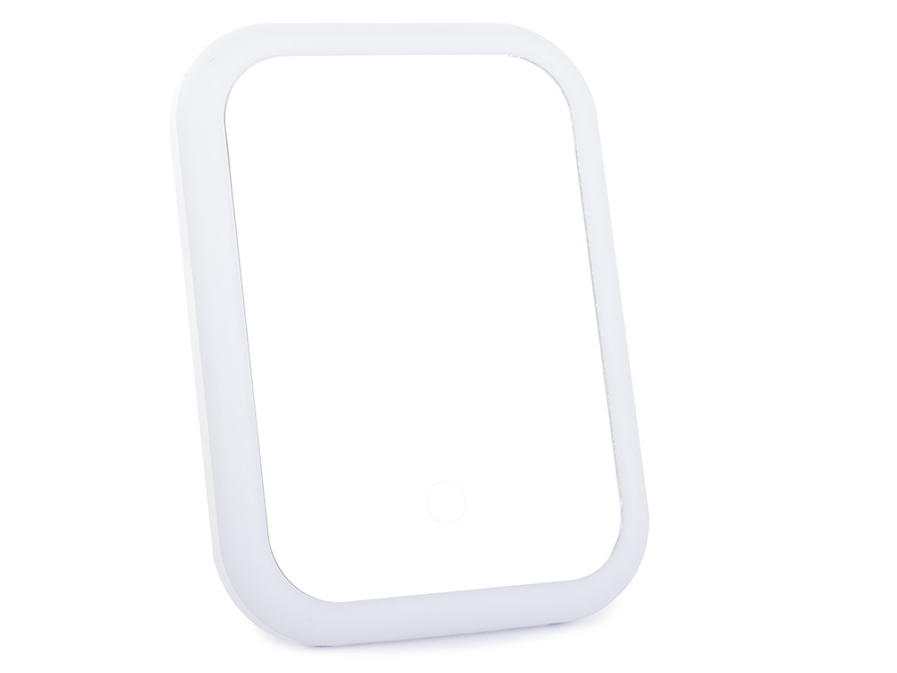Mini oglinda cosmetica cu iluminare led, 15 x 20 cm, alb