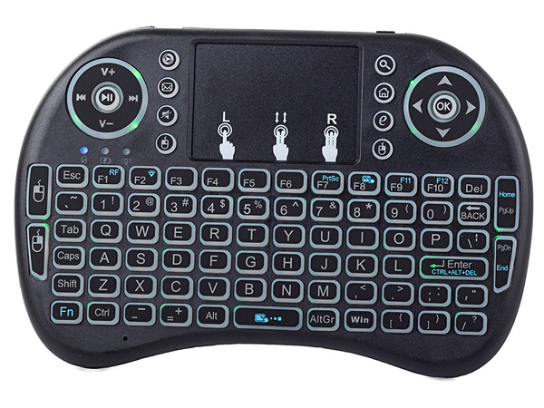 Mini tastatura qwerty cu iluminare led, wireless, negru, 14.5x10x1.8 cm