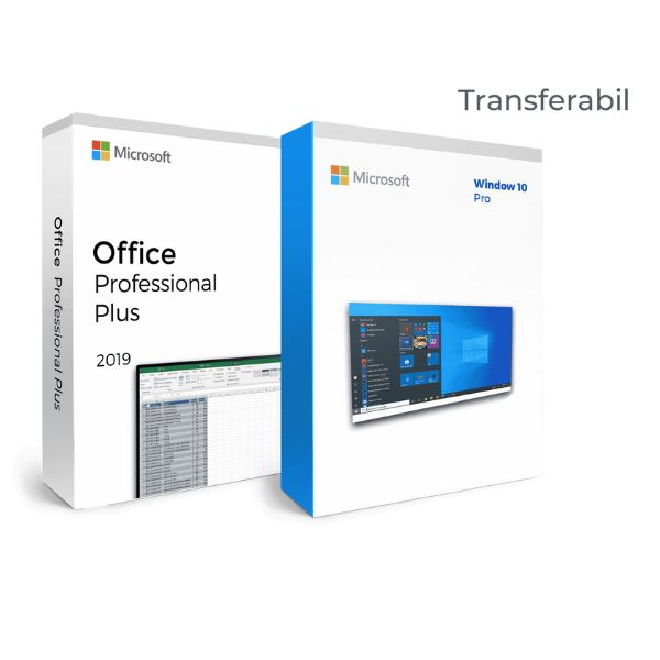 Pachet Windows 10 Pro si Office Pro Plus 2019 - Transferabil - se asociaza contului