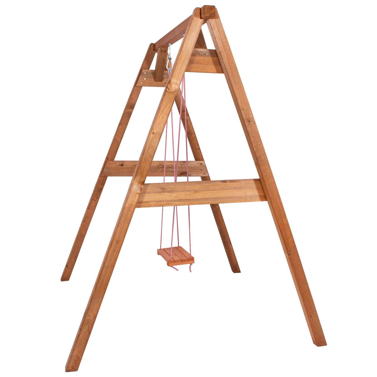 Leagan pentru copii, cu cadru lemn, 170x160x205 cm, springos 