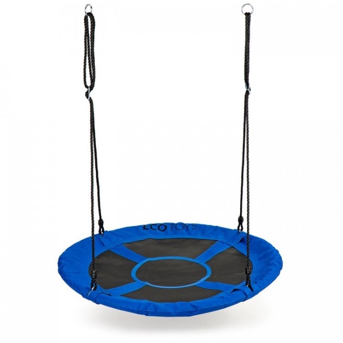 Leagan pentru copii rotund, tip cuib de barza, suspendat, 100 cm, mct mir6001 - albastru