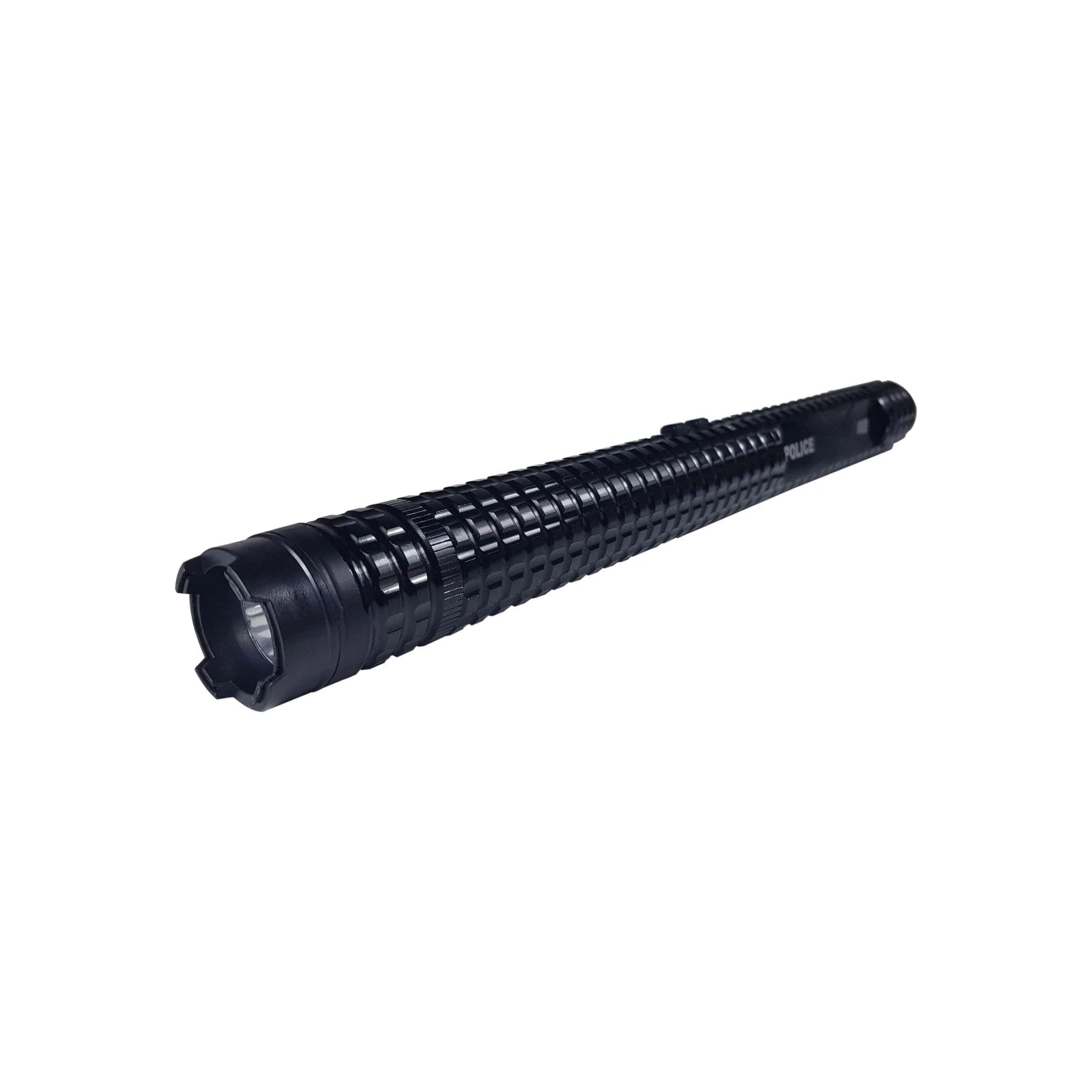 Baston electrosoc si lanterna ideallstore®, rowdy x8, metalic, 35 cm, negru, acumulator inclus