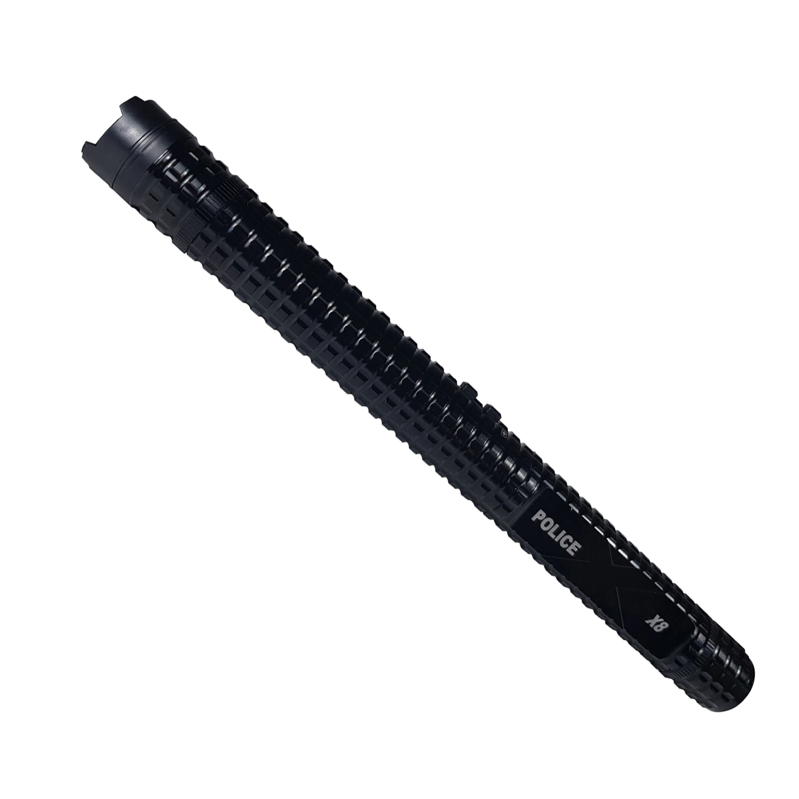 Baston electrosoc si lanterna ideallstore®, rowdy x8, metalic, 35 cm, negru, acumulator inclus