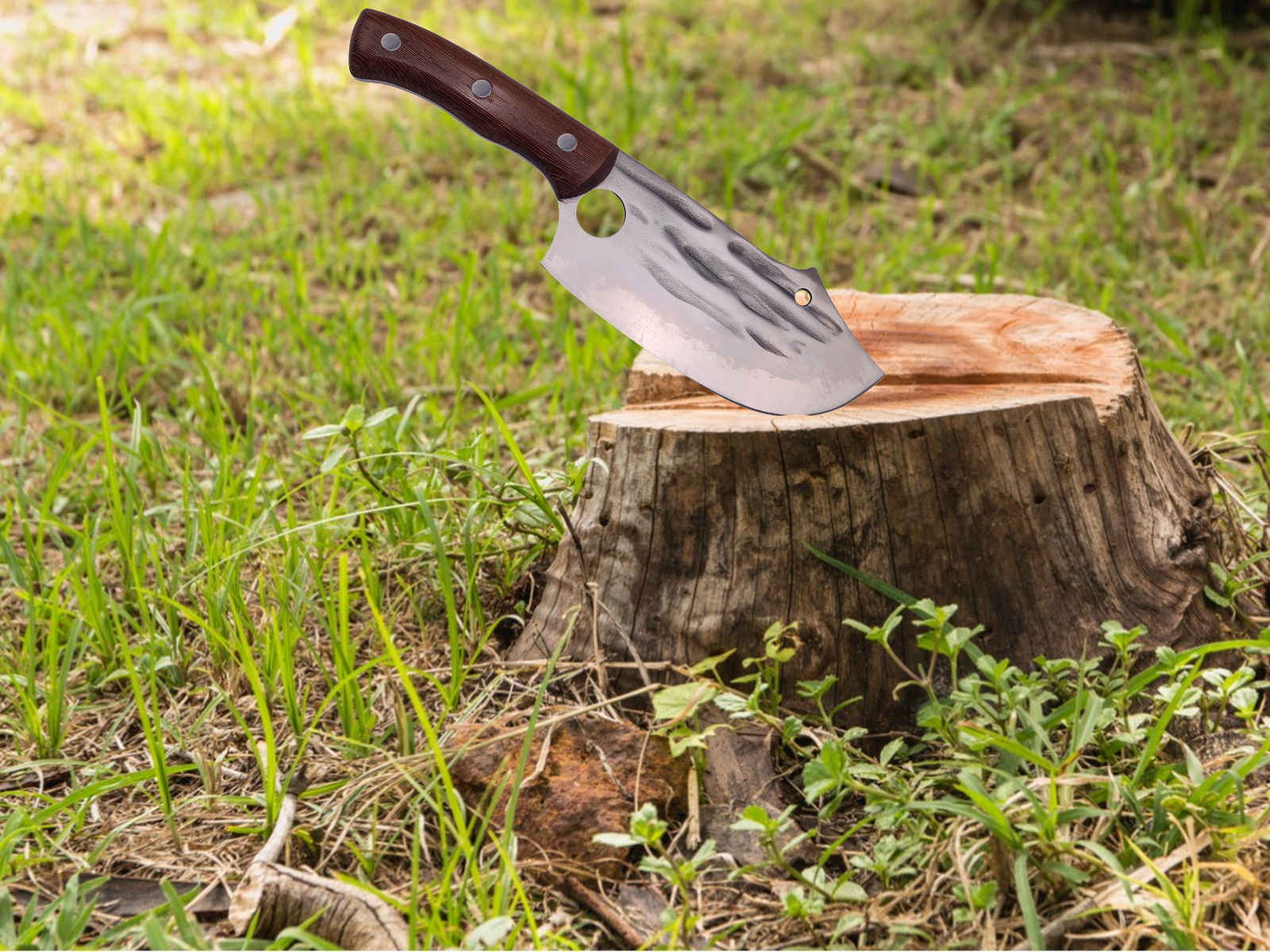 Cutitul bucatarului depox®, lucrat manual, spiritual blade, 27.5 cm, otel inoxidabil, 300 g, maro