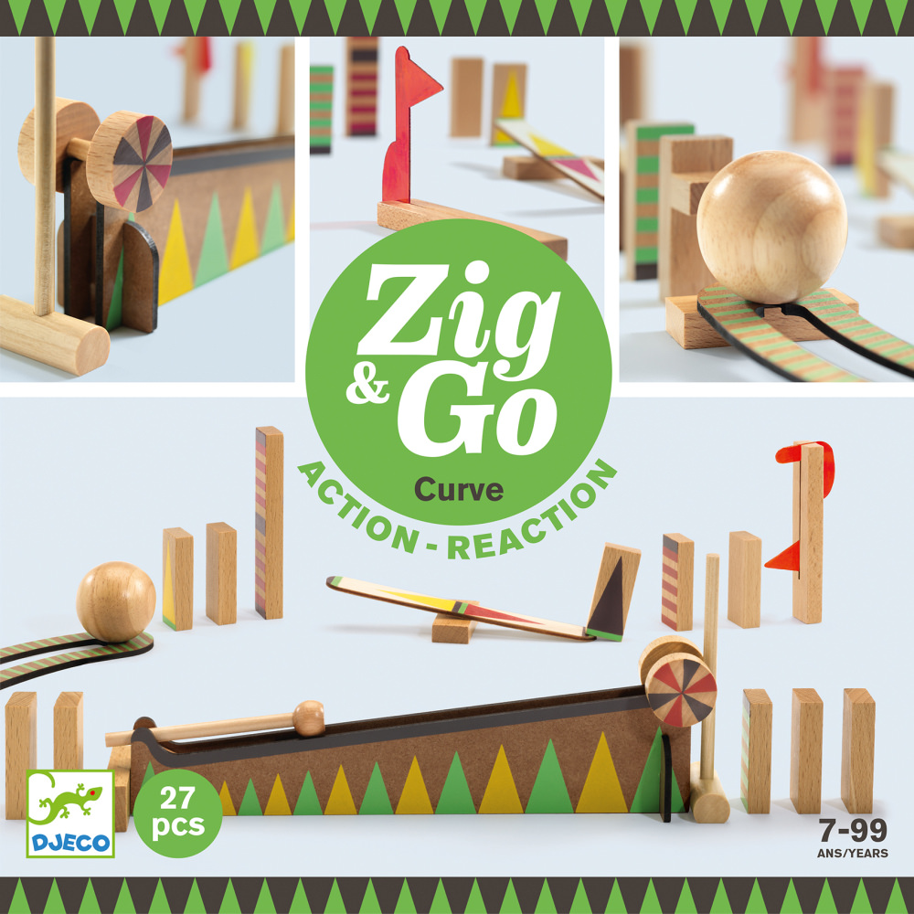 Set de constructie cu 27 piese zig and go djeco - bila cea mai mare