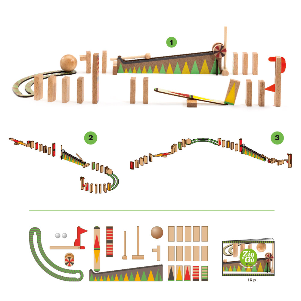 Set de constructie cu 27 piese zig and go djeco - bila cea mai mare