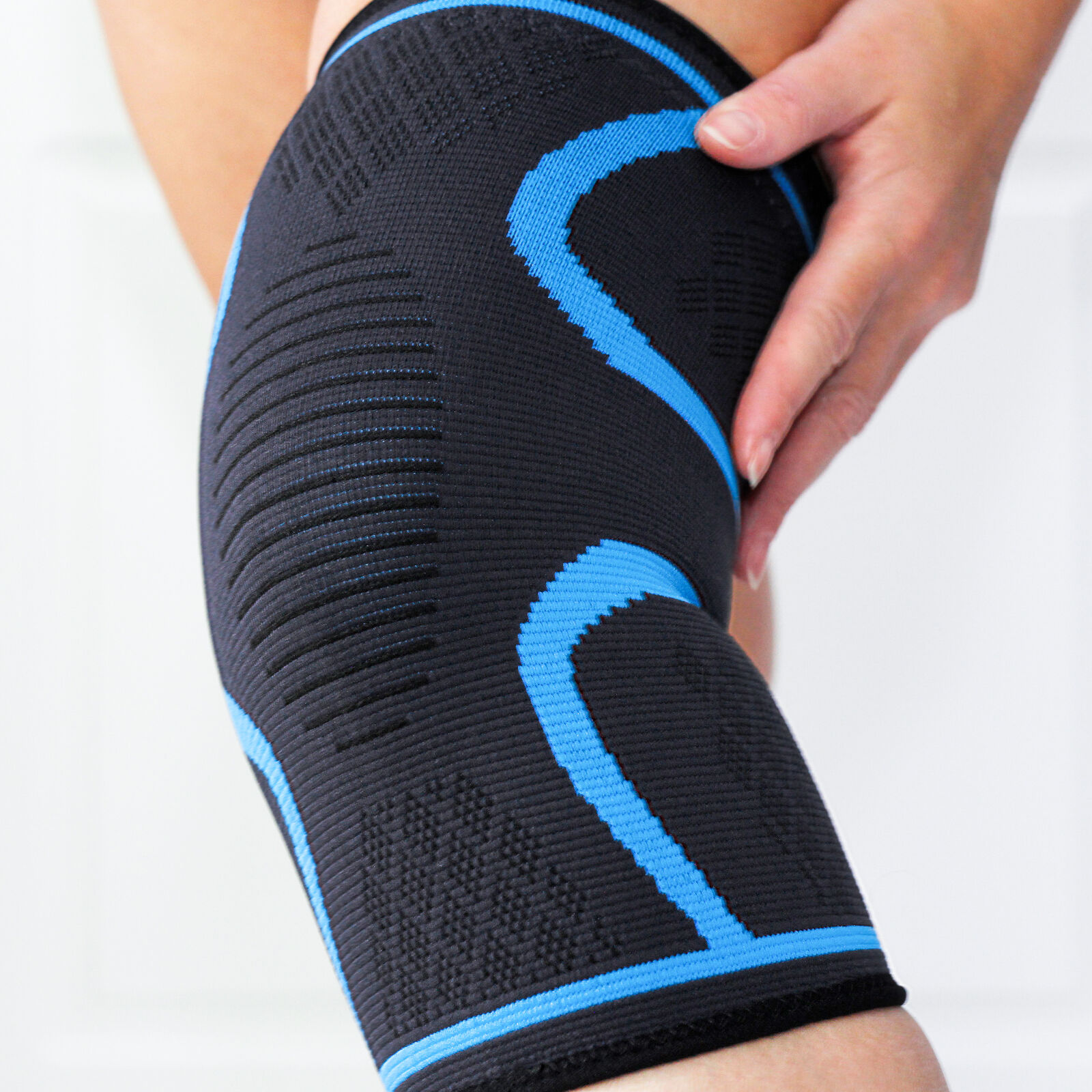 Orteza de genunchi, elastic, negru/albastru, FF014