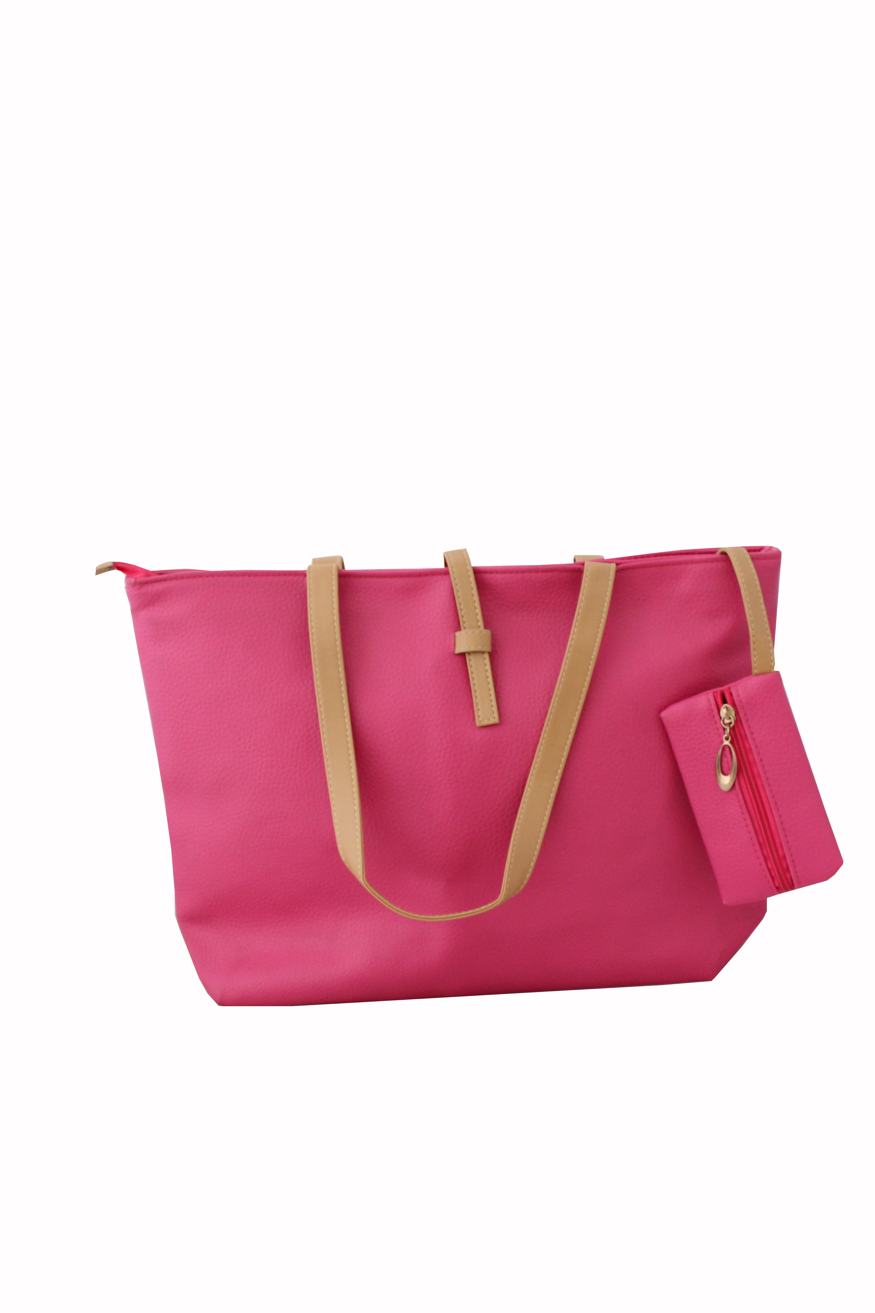 Geanta shopper dama, hot pink, 42 x 29 cm