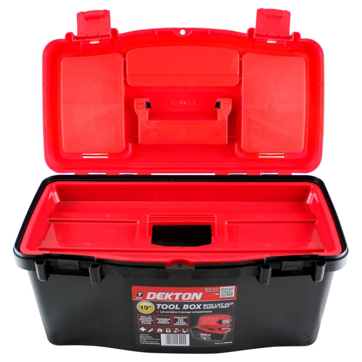 Organizator pentru scule Dekton, 19 inch, 26 x 49 x 25 cm, negru/rosu, DT50109