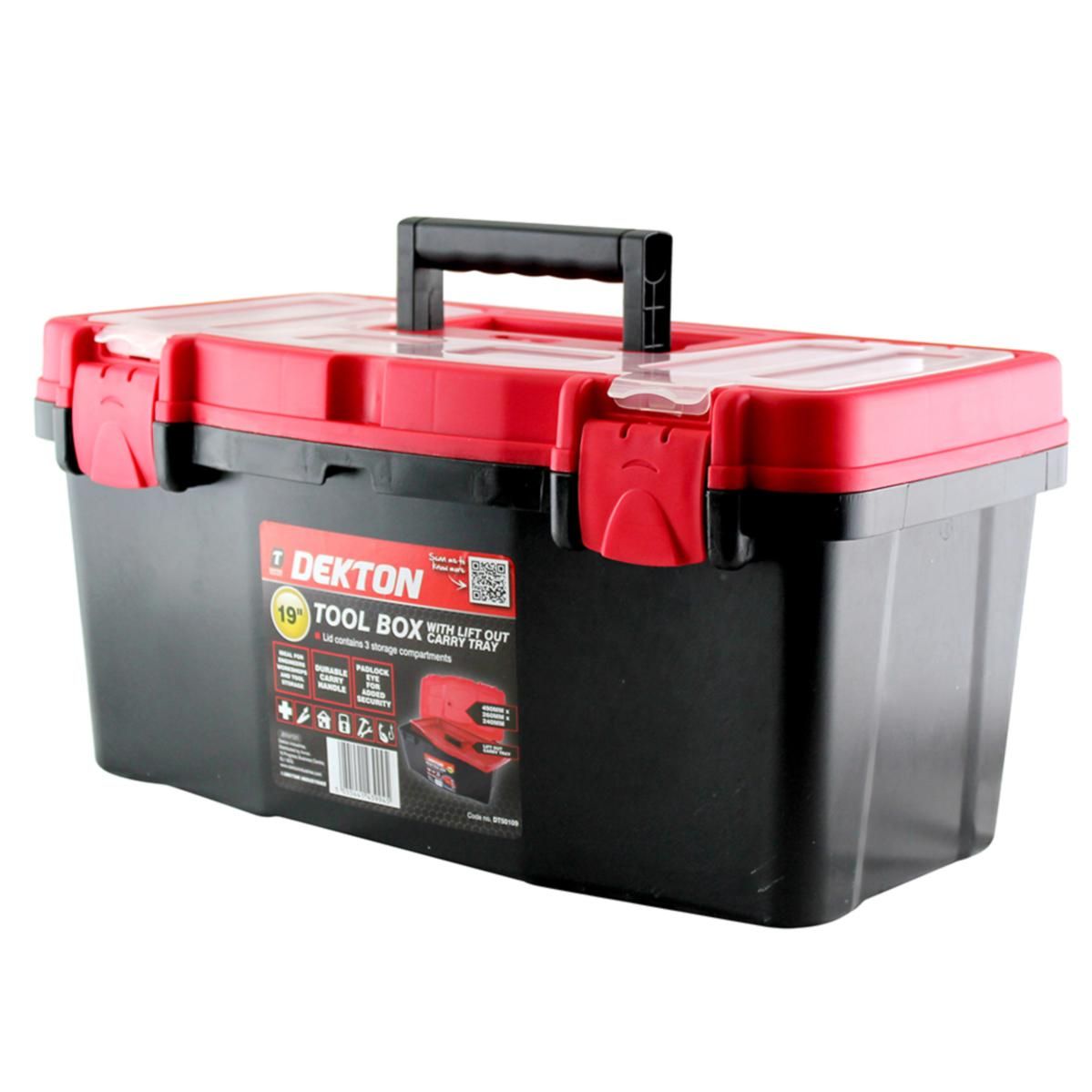 Organizator pentru scule Dekton, 19 inch, 26 x 49 x 25 cm, negru/rosu, DT50109