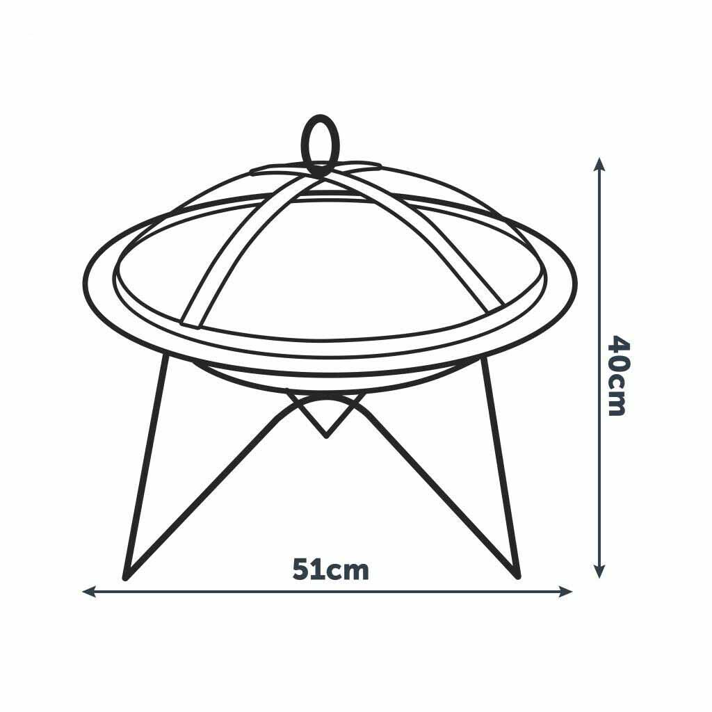 Vatra de foc rotunda Messina, 51 x 40 cm, otel, negru, 7846