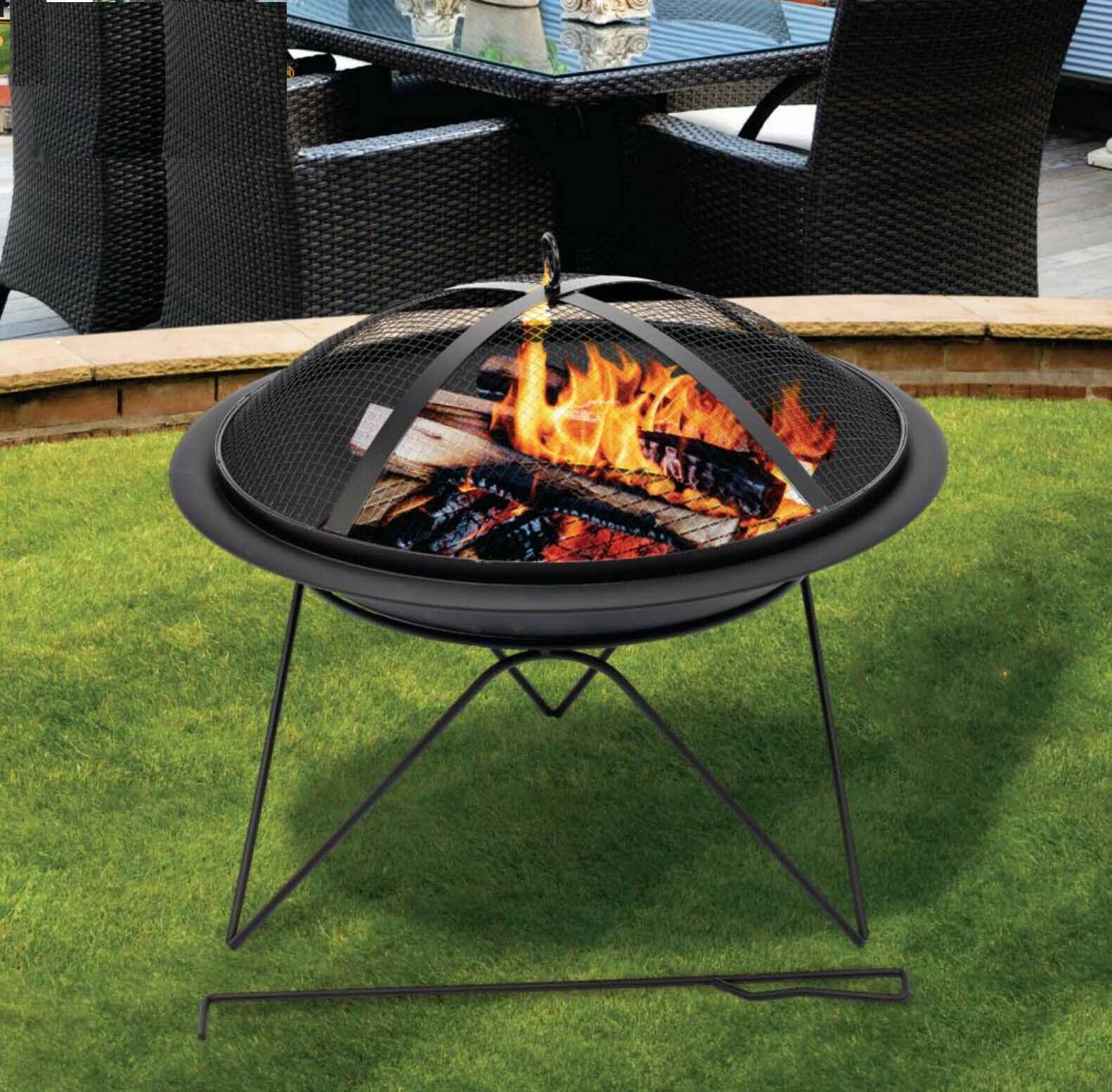 Vatra de foc rotunda Messina, 51 x 40 cm, otel, negru, 7846