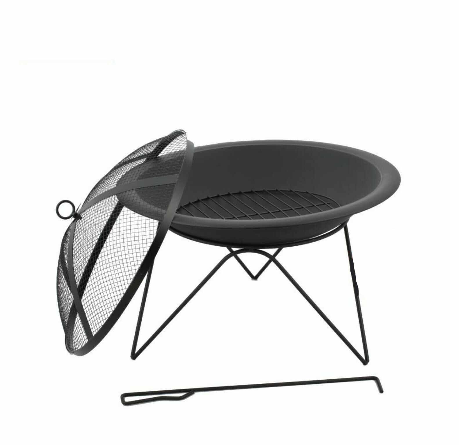 Vatra de foc rotunda Messina, 51 x 40 cm, otel, negru, 7846