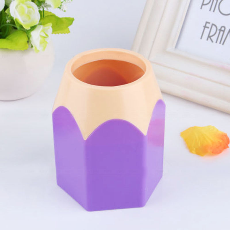 Suport pentru pixuri,din plastic, mov, 10,5 x 8 x 8 cm,Vivo