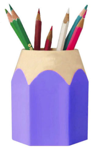 Suport pentru pixuri,din plastic, mov, 10,5 x 8 x 8 cm,Vivo