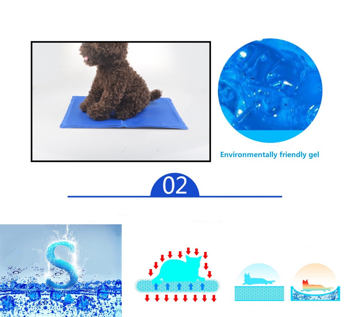 Patura termica cu gel pentru animale de companie, Cooling Pet Mat, 30 x 40 cm, Small