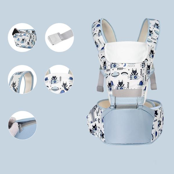 Marsupiu bebe ergonomic 6 in 1 cu scaunel-bleu