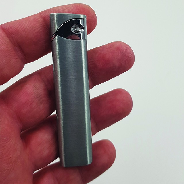 Bricheta metalica argintie slim antivant personalizata text sau logo